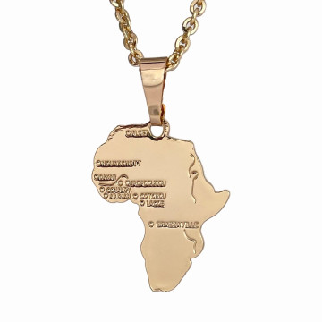 Collier CARTE D'AFRIQUE plaqué or pour homme