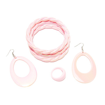 Bracelet, bague et boucles d'oreilles PRINCESSE rose