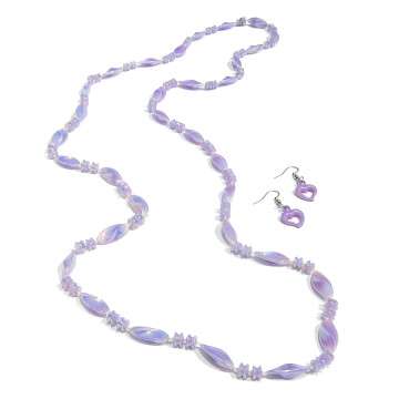 Sautoir et boucles d'oreilles SOLEDAD violet