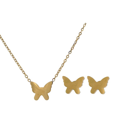 Collier et boucles d'oreilles plaqué or PAPILLON